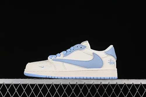 All categories Air Jordan Jordan series basketball shoes Air Jordan 1 Low High-end customized low-top sneakers Travis Scott x Fragment Design x Air Jordan 1 Low OG SP AJ1 Joe 1 Stussi joint-off-white light blue low-top cultural casual sneakers DM6688-609